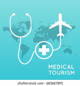 Medical tourism. Flat design modern vector illustration concept.