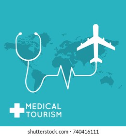 Medical tourism. Flat design modern vector illustration concept.