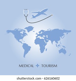 Medical Tourism and healthcare background. Vector illustration flat design