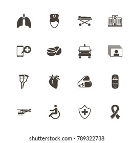 Medical Transportation icons. Perfect black pictogram on white background. Flat simple vector icon.