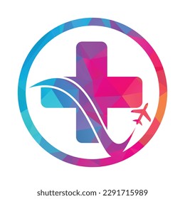 Medical travel with plane logo vector template. Medical Plane Travel Logo Template Design.	