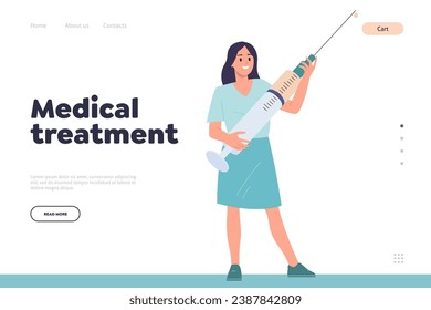 Medical treatment online service landing page design providing professional therapy and healthcare