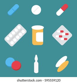 Medical treatment pills drugs antibiotic medicines remedy vector