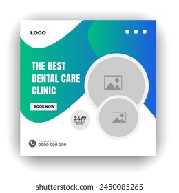 Medical treatment social media post design set and elegant modern abstract Healthcare smooth gradient background shape color bundle template