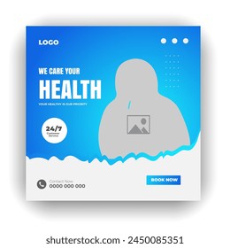 Medical treatment social media post design set and elegant modern abstract Healthcare smooth gradient background shape color bundle template