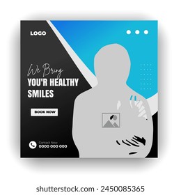 Medical treatment social media post design set and elegant modern abstract Healthcare smooth gradient background shape color bundle template