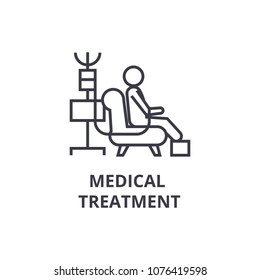 medical treatment thin line icon, sign, symbol, illustation, linear concept, vector 