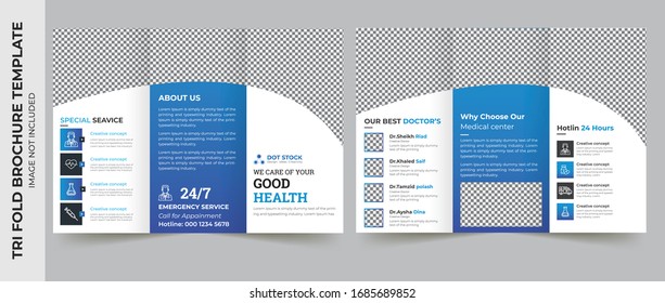 Medical tri fold brochure template Layout design. Corporate business template for try fold brochure or flyer. Layout with modern elements and abstract background. Creative concept folded flyer or broc