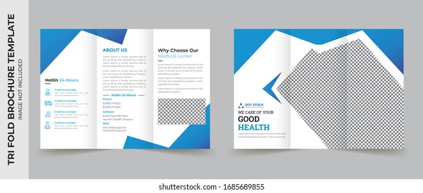 Medical tri fold brochure template Layout design. Corporate business template for try fold brochure or flyer. Layout with modern elements and abstract background. Creative concept folded flyer or broc