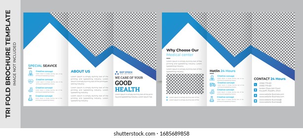 Medical tri fold brochure template Layout design. Corporate business template for try fold brochure or flyer. Layout with modern elements and abstract background. Creative concept folded flyer or broc