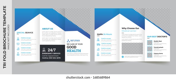 Medical tri fold brochure template Layout design. Corporate business template for try fold brochure or flyer. Layout with modern elements and abstract background. Creative concept folded flyer or broc