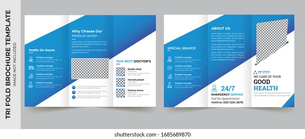 Medical tri fold brochure template Layout design. Corporate business template for try fold brochure or flyer. Layout with modern elements and abstract background. Creative concept folded flyer or broc