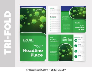 Medical tri-fold brochure design template, Modern cover brochure flyer design template. Layout with modern photo and abstract background. Creative concept folded flyer or brochure.