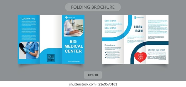 Medical trifold brochure. Flyer for a private medical center. Vector graphics, brochure design, a4