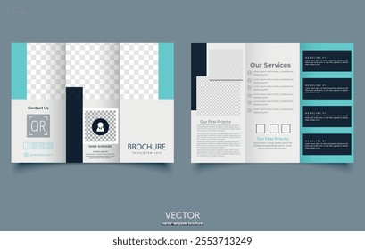 Medical trifold brochure with geometric abstract shapes.