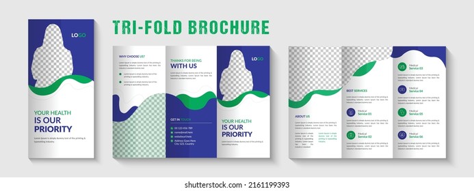 Medical Trifold Brochure Template Design, Health Care Brochure