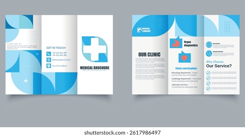 Medical Trifold Brochure Template. Minimalist Medical Leaflet for Clinics and Hospitals
