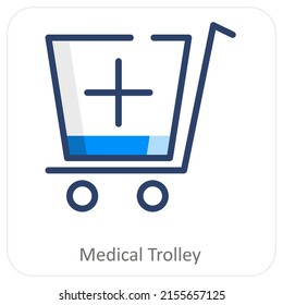 Medical Trolley And Tray Icon Concept