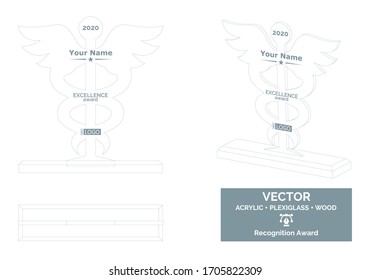 Medical Trophy Vector Template, Healthcare Trophy Distinction Award, Pharmacy Recognition Trophy Award