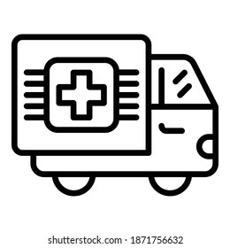 Medical truck icon. Outline medical truck vector icon for web design isolated on white background