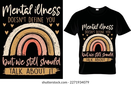 Medical T-shirt Design. Typography T-shirt. Calligraphy. Vector T-shirt Template. Mental Health Awareness Depression Human Brain T-Shirt Design