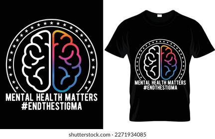 Medical T-shirt Design. Typography T-shirt. Calligraphy. Vector T-shirt Template. Mental Health Awareness Depression Human Brain T-Shirt Design