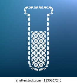 Medical Tube icon. Laboratory glass sign. Vector. White textured icon at lapis lazuli gradient background.