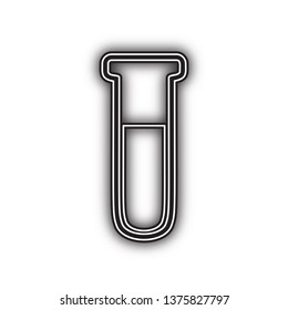 Medical Tube icon. Laboratory glass sign. Vector. Double contour black icon with soft shadow at white background. Isolated.