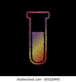 Medical Tube icon. Laboratory glass sign. Coloful chalk effect on black backgound.