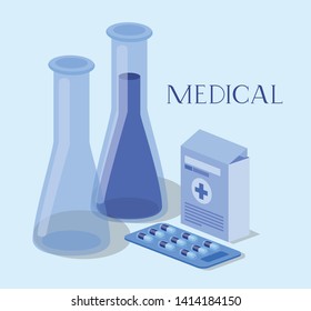 medical tubes tests drugs with medicine box