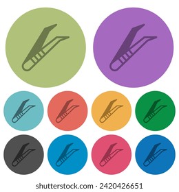 Medical tweezers darker flat icons on color round background