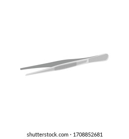 Medical tweezers isolated on white background, flat style. Vector isolated illustration of professional and cosmetic tweezers.