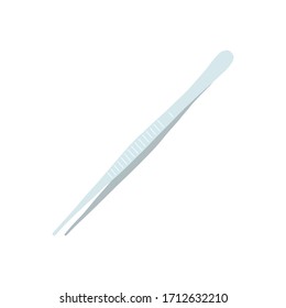 Medical tweezers on the white background. Vector isolated illustration of professional and cosmetic tweezers.