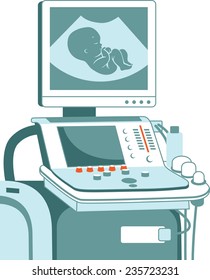 Medical ultrasonic diagnostic machine with embryo on screen