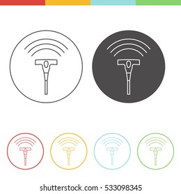 Medical ultrasound icon - t-type linear transducer. Thin line vector pictograms of sonography in different colors