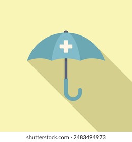 Medical umbrella protection icon flat vector. Care medical. Health insurance