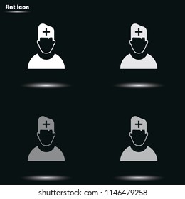 Medical user flat grayscale vector icon.