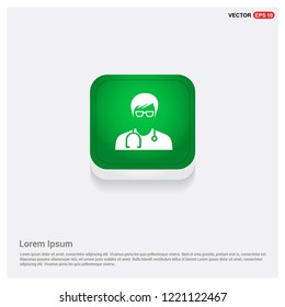 Medical user icon.Green Web Button - Free vector icon