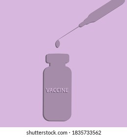 Medical vaccination. Syringe, bottle - monochrome, vector. Protection against viral infection.