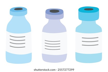 Medical vaccine bottles  in the flat style on white background.