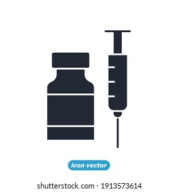 Medical Vaccine Icon. Medical Syringe Symbol Template For Graphic And Web Design Collection Logo Vector Illustration