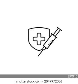 Medical Vaccine icon. Medical Syringe symbol template for graphic and web design . vector illustration