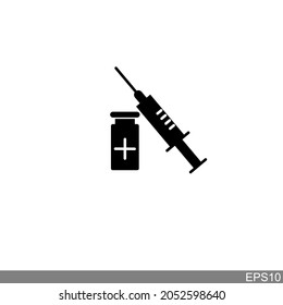 Medical Vaccine icon. Medical Syringe symbol template for graphic and web design . vector illustration