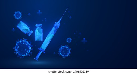 Medical Vaccine Treatment In Innovation Concept Abstract  Technology Communication Concept Vector Background. Coronavirus Or Corona Virus Concept. Covid-19