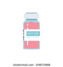 Medical vaccine, vial or ampoule line icon in color. Vaccine against coronavirus healthcare symbol. Bottle containing drug for COVID-19. Illustration for: design, app, logo, web, ui, ux. Vector EPS 10
