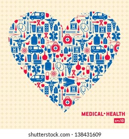 Medical vector background heart.