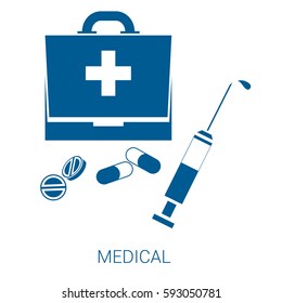 Medical vector blue flat icon on white background.
