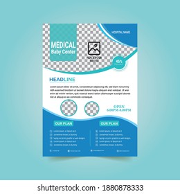 Medical Vector design template for brochure, flyer, leaflet, booklet, annual report, poster. A4 size.