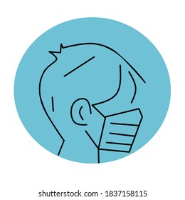 medical vector, flat design of person wearing mask, illustration, protection from germs