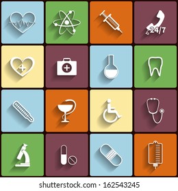 Medical vector flat icons set